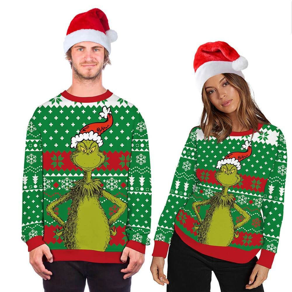 Christmas The Grinch For Unisex Ugly Christmas Sweater Adult 3D Funny Matching for family - Image 2