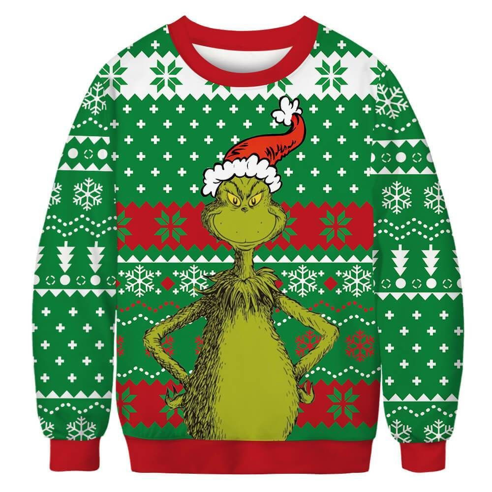 Christmas The Grinch For Unisex Ugly Christmas Sweater Adult 3D Funny Matching for family