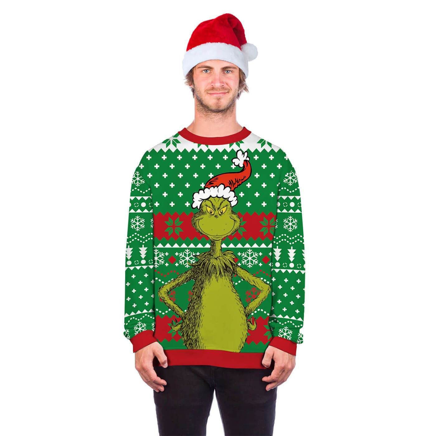 Christmas The Grinch For Unisex Ugly Christmas Sweater Adult 3D Funny Matching for family - Image 4