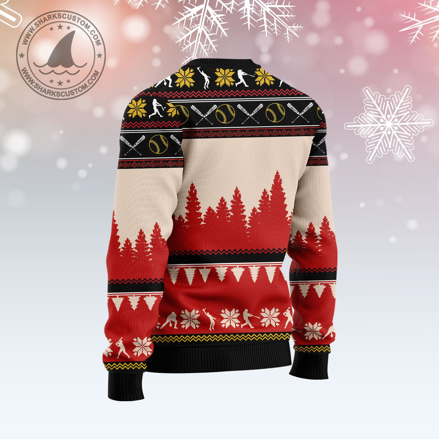 Christmas Time For Baseball Ugly Christmas Sweater Adult 3D Funny Matching for family - Image 2