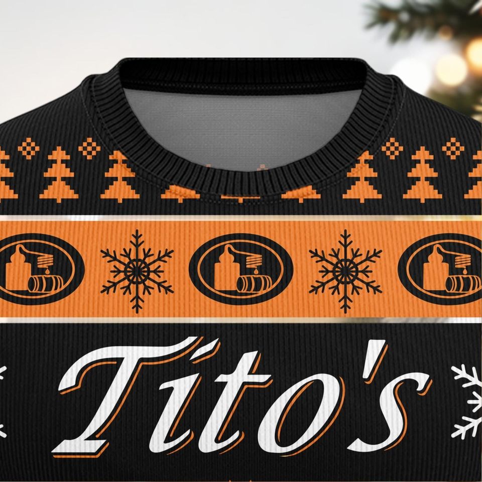 Christmas Tito's Ugly Sweater, Custom Tito's Christmas Sweater, Titos Vodka Sweater - Image 4