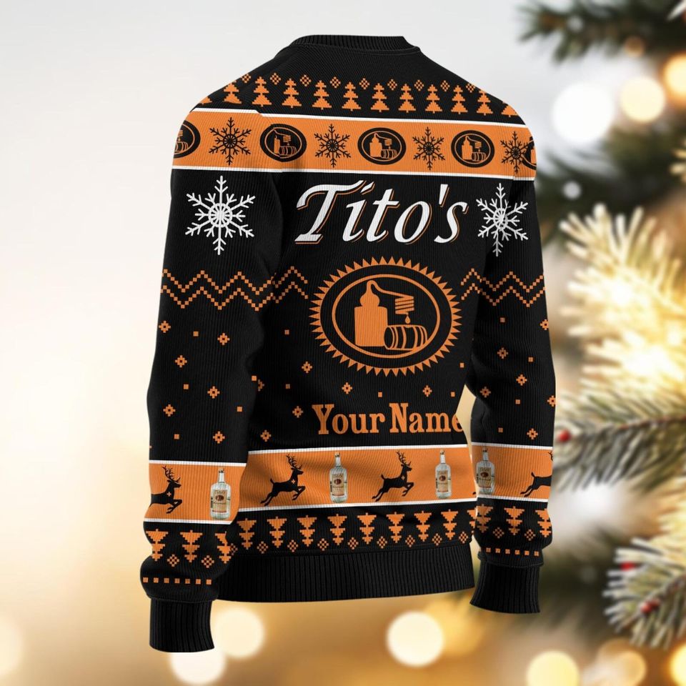 Christmas Tito's Ugly Sweater, Custom Tito's Christmas Sweater, Titos Vodka Sweater - Image 6
