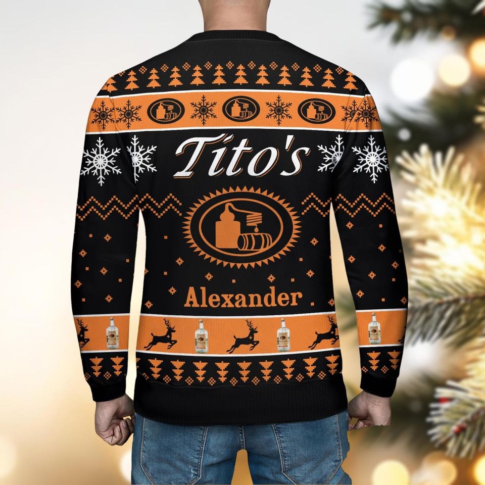Christmas Tito's Ugly Sweater, Custom Tito's Christmas Sweater, Titos Vodka Sweater - Image 8