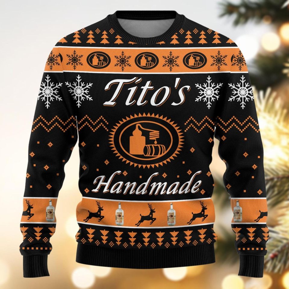 Christmas Tito's Ugly Sweater, Custom Tito's Christmas Sweater, Titos Vodka Sweater - Image 7