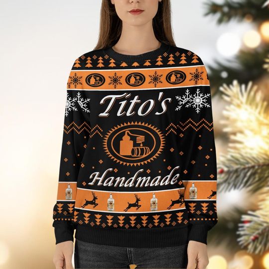 Christmas Tito's Ugly Sweater, Custom Tito's Christmas Sweater, Titos Vodka Sweater - Image 13
