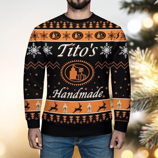 Christmas Tito's Ugly Sweater, Custom Tito's Christmas Sweater, Titos Vodka Sweater - Image 15