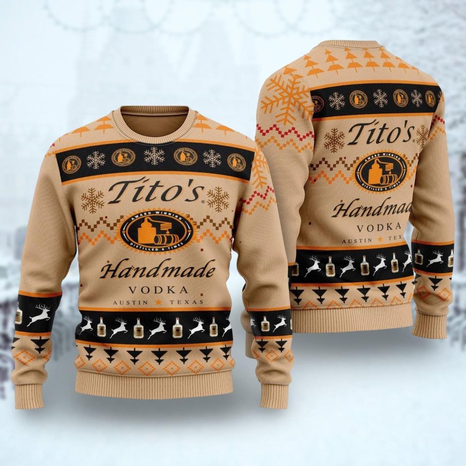 Christmas Titos Vodka Sweater, Men Drinking Christmas Sweater