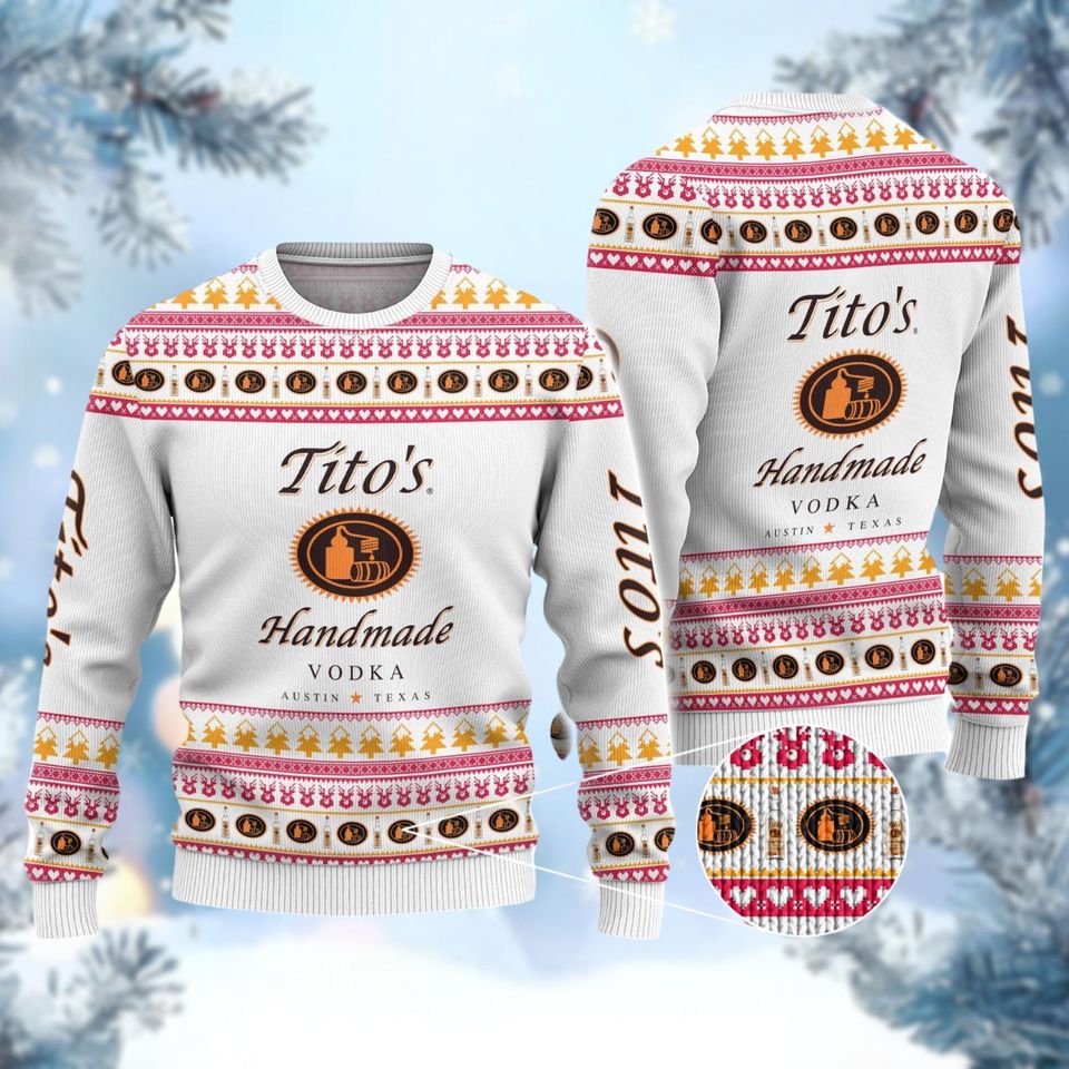 Christmas Titos Vodka Sweater, Mens Sweater Tito, Ugly Christmas