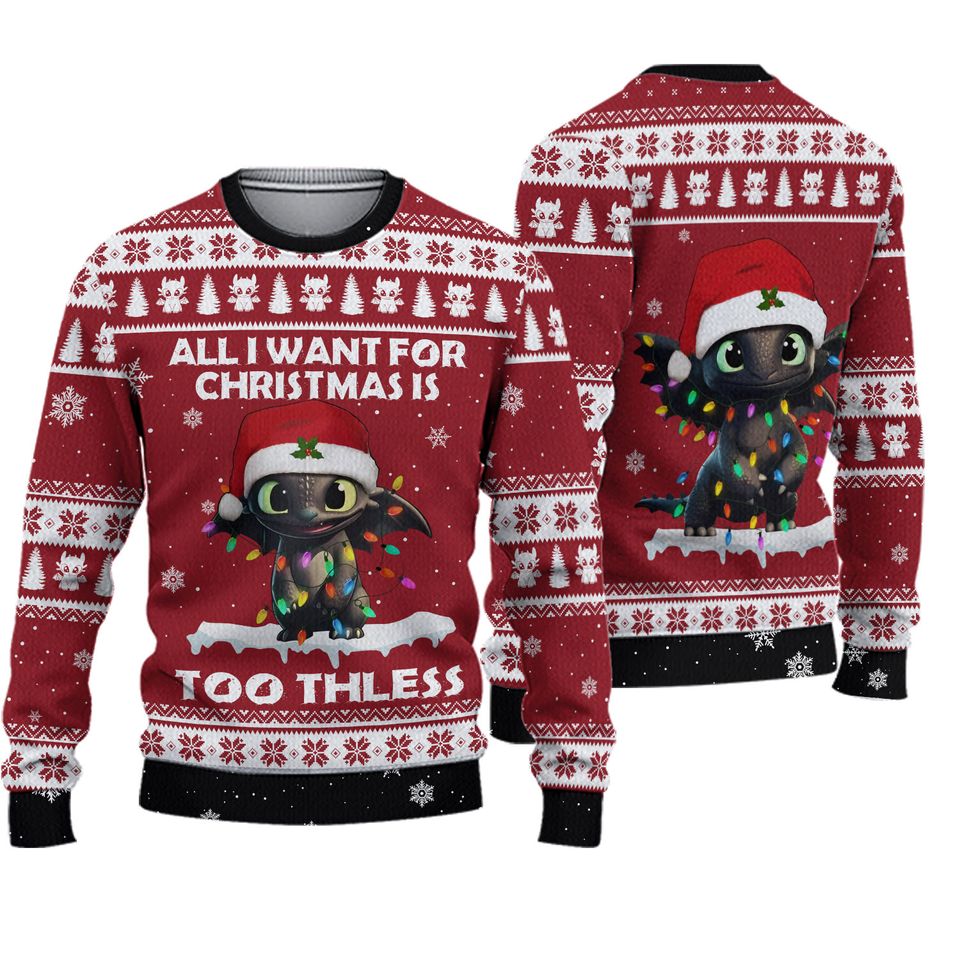 Christmas Toothless Sweater, Toothless Ugly Sweater, Night Fury Sweater
