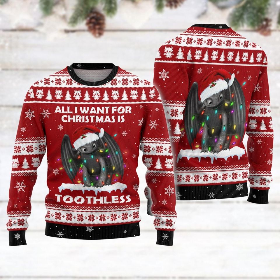 Christmas Toothless Ugly Sweater, How To Train Dragon Sweater