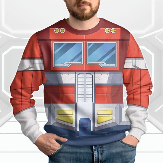 Christmas Transformers Optimus Prime Cosplay Ugly Sweater, Transformers Costume Cosplay Sweater - Image 5