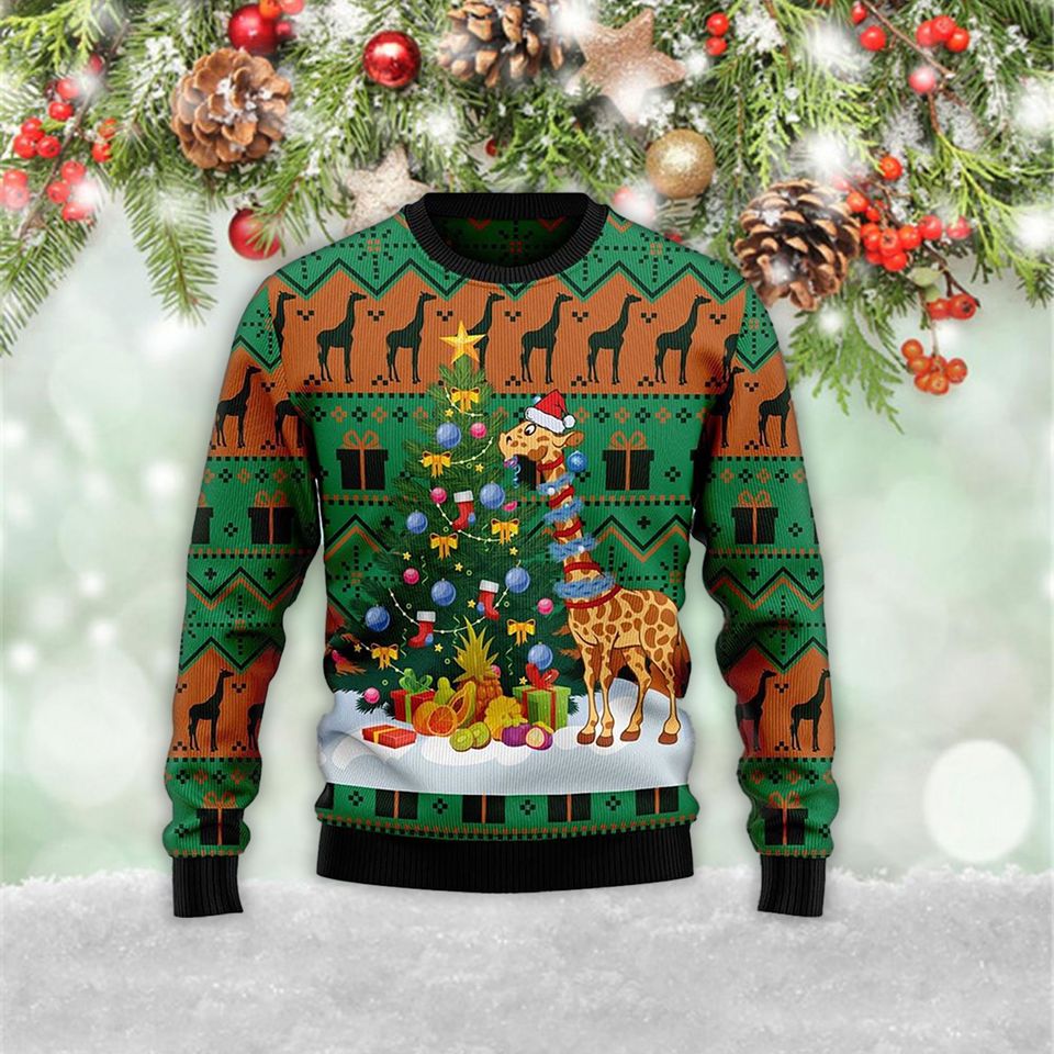 Christmas Tree Giraffe 3D Sweater