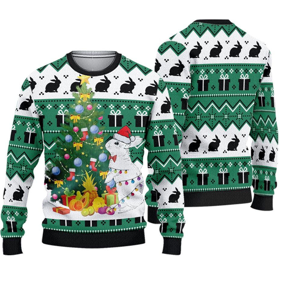 Christmas Tree Rabbit Ugly Christmas 3D Sweater