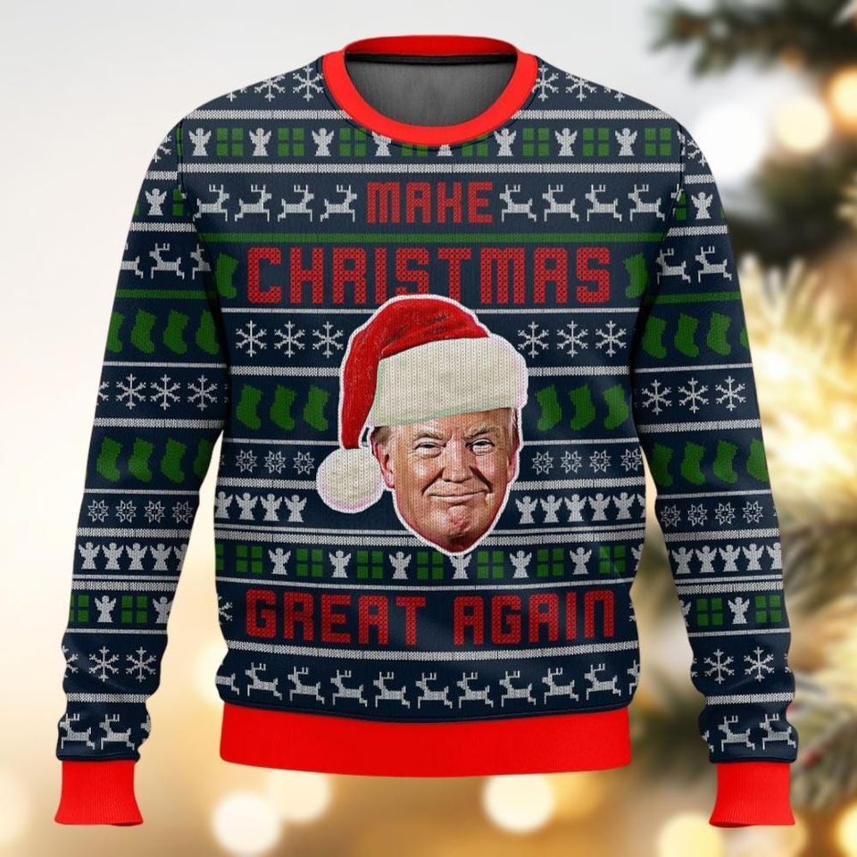 Christmas Trump Sweater, Make Christmas Great Again Sweater - Image 3