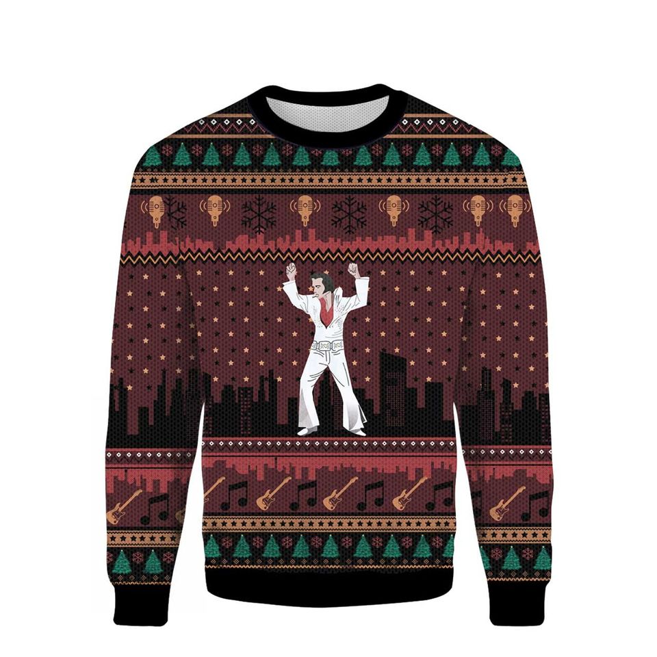 Christmas Ugly Sweater featuring Elvis Presley