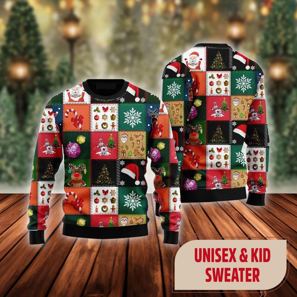Christmas Ugly Sweater For Christmas, Cute Christmas Icon Ugly Sweater 3D