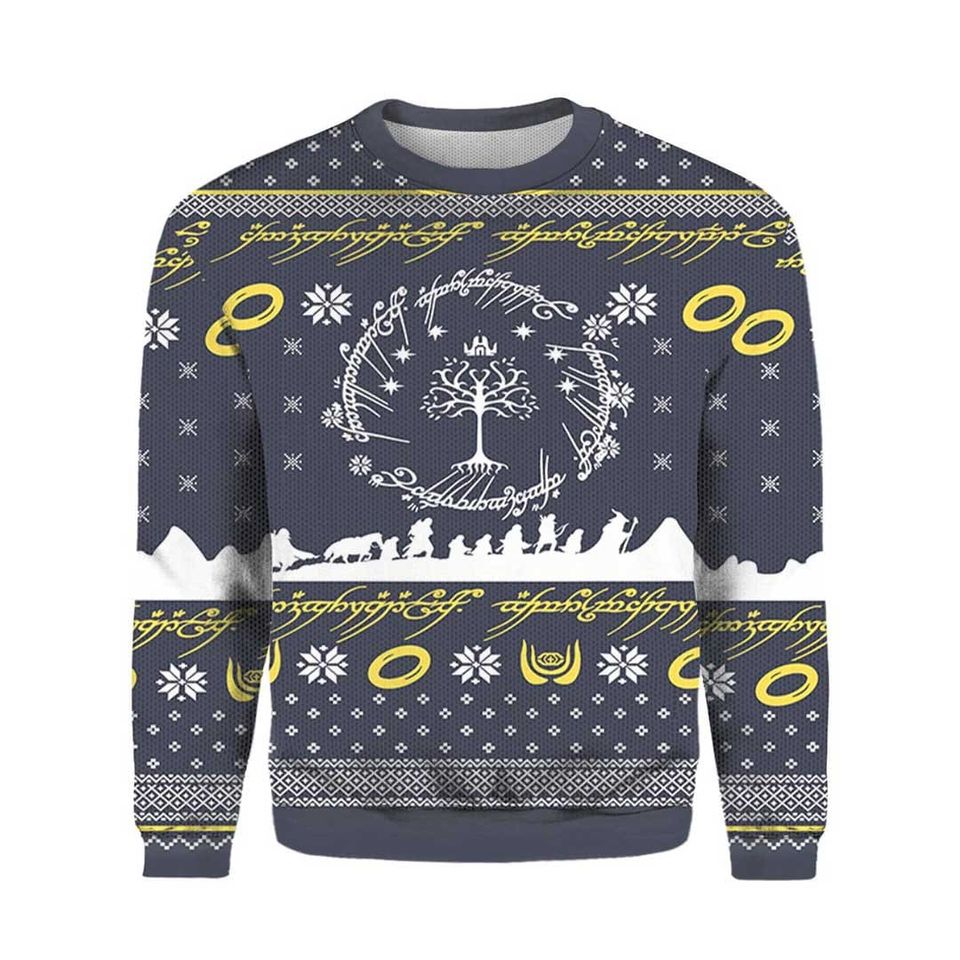 Christmas Ugly Sweater Knitted, LOTR Movies Ugly Christmas