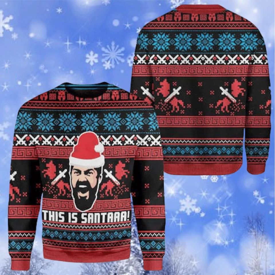 Christmas Ugly Sweater ,This Is Santaaa Quotes Sweater, Action Movie Christmas Sweater