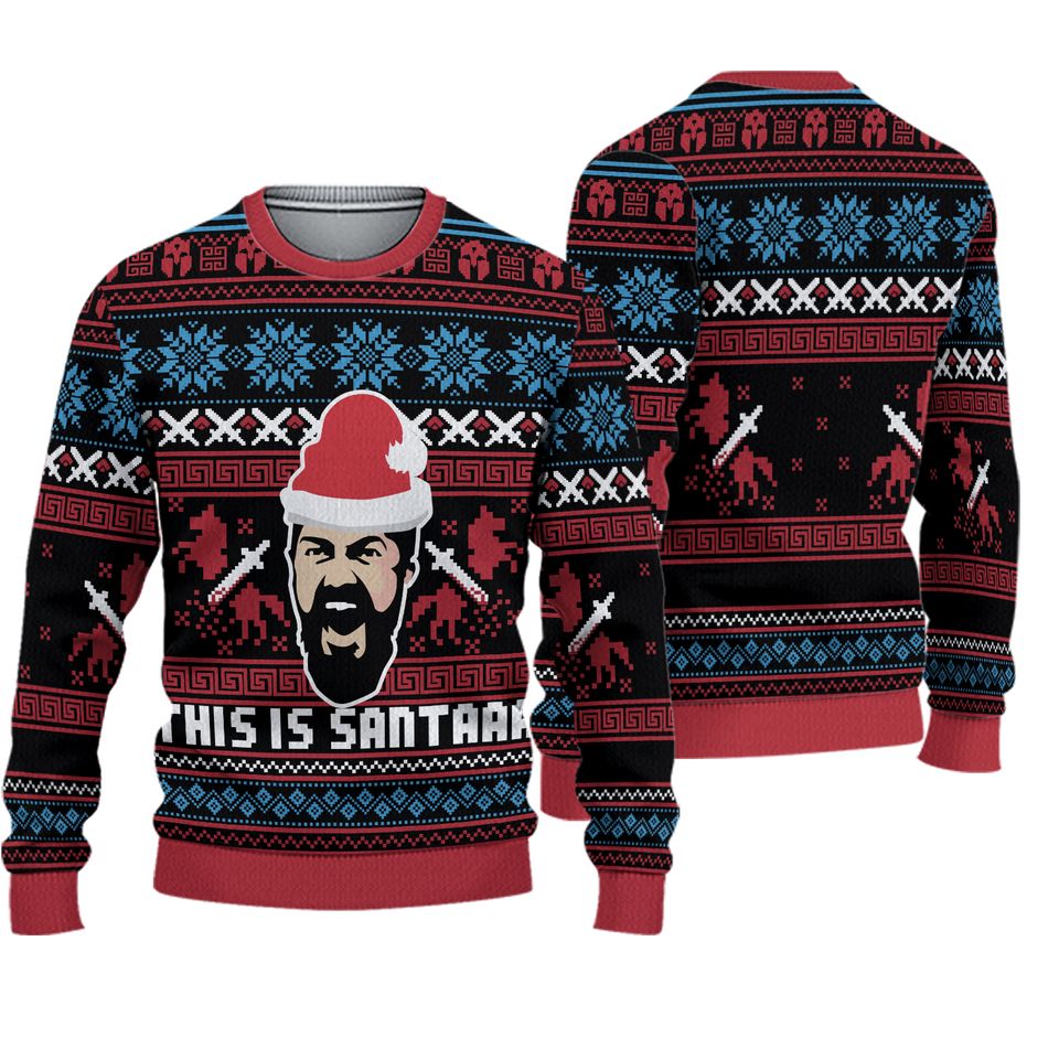 Christmas Ugly Sweater ,This Is Santaaa Quotes Sweater, Action Movie Christmas Sweater
