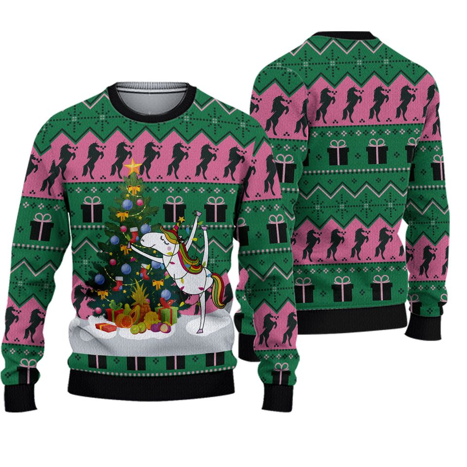Christmas Unicorn Ugly Sweater, Funny Unicorn Ugly
