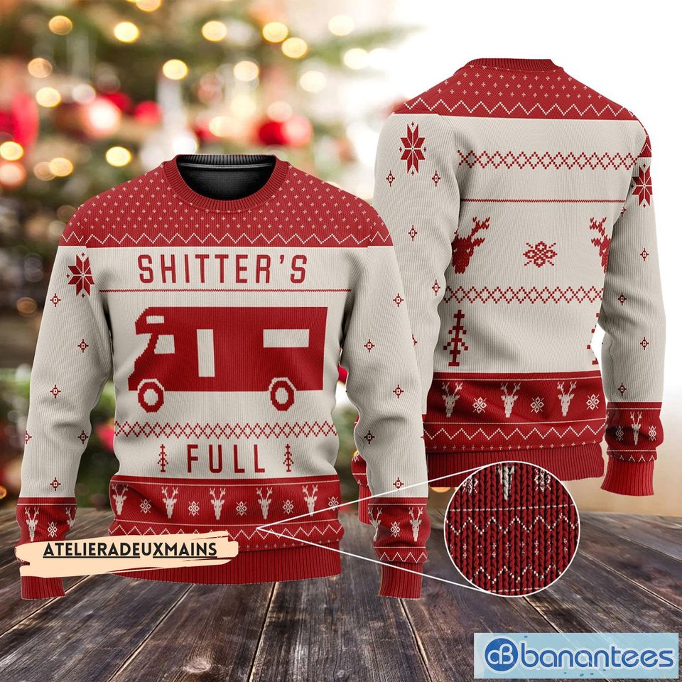 Christmas Vacation Shitter's Full Ugly Christmas Sweater Red,