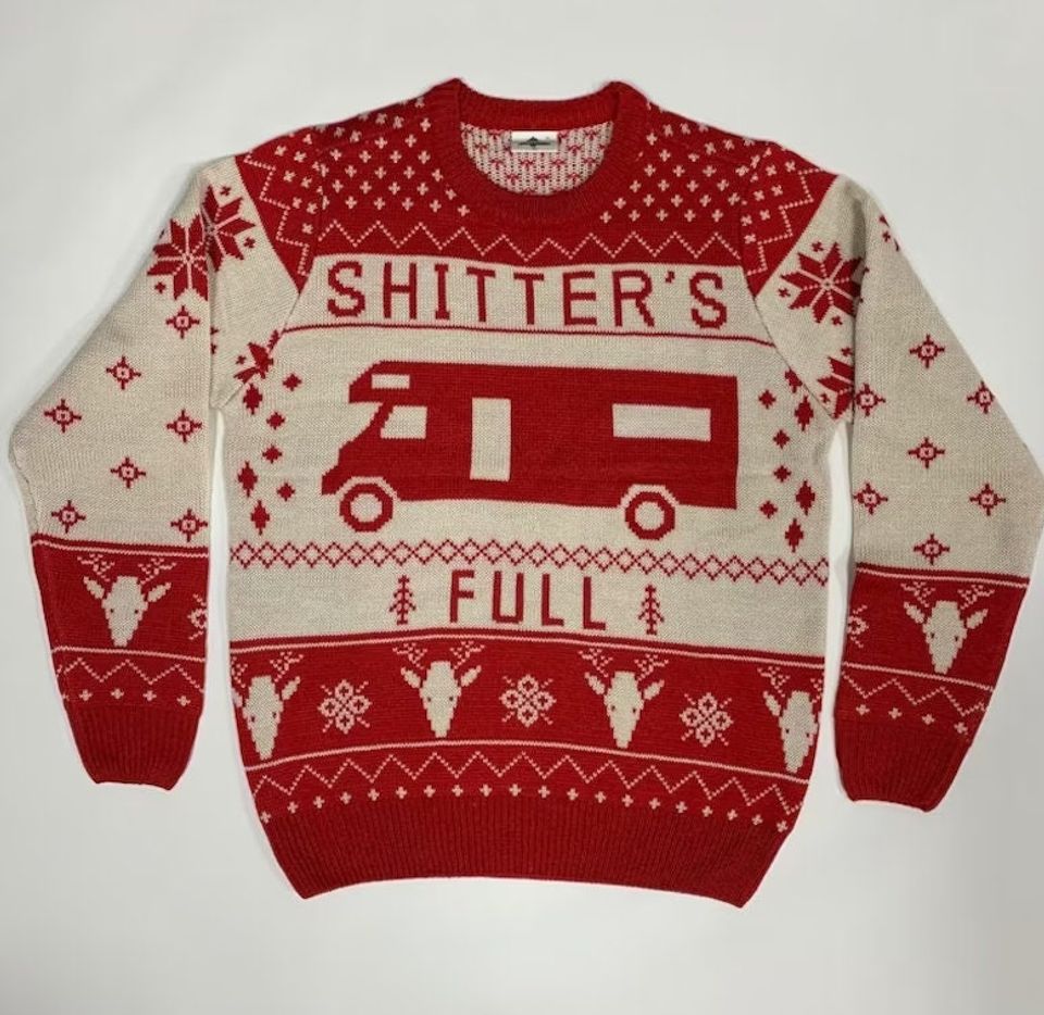 Christmas Vacation Shitter's Full Ugly Christmas Sweater Red