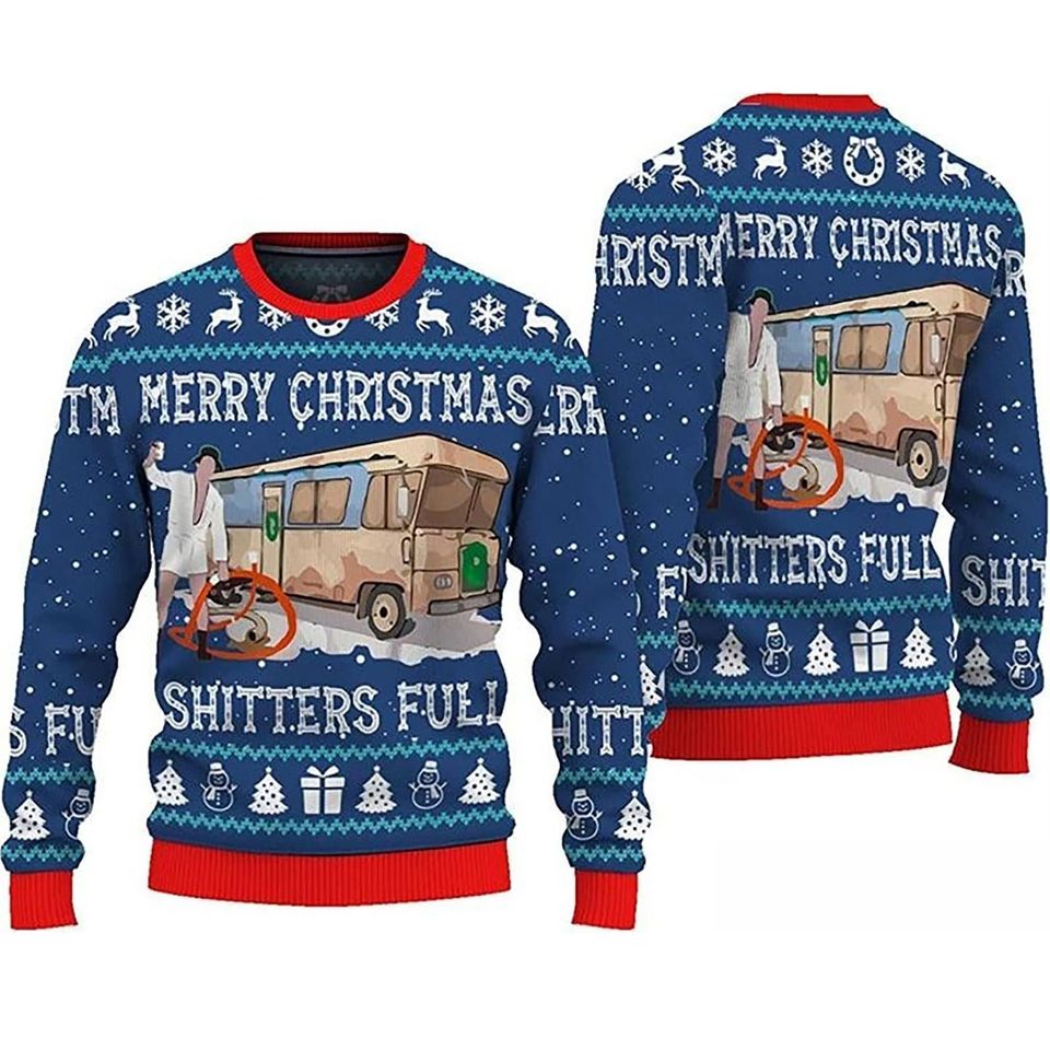Christmas Vacation Shitter's Full Ugly Christmas Sweater, Shitters Full Merry Ugly Sweater