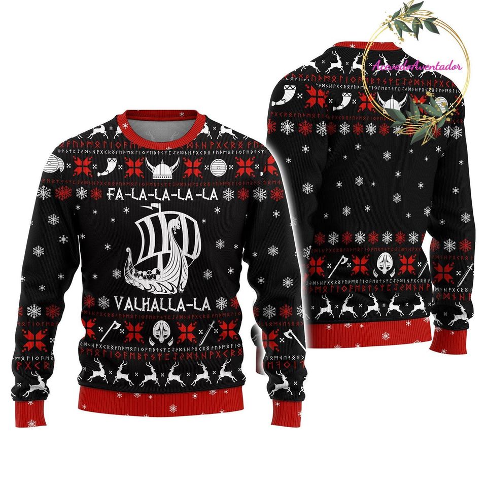Christmas Viking Sweater, Valhalla Viking Ugly Sweater