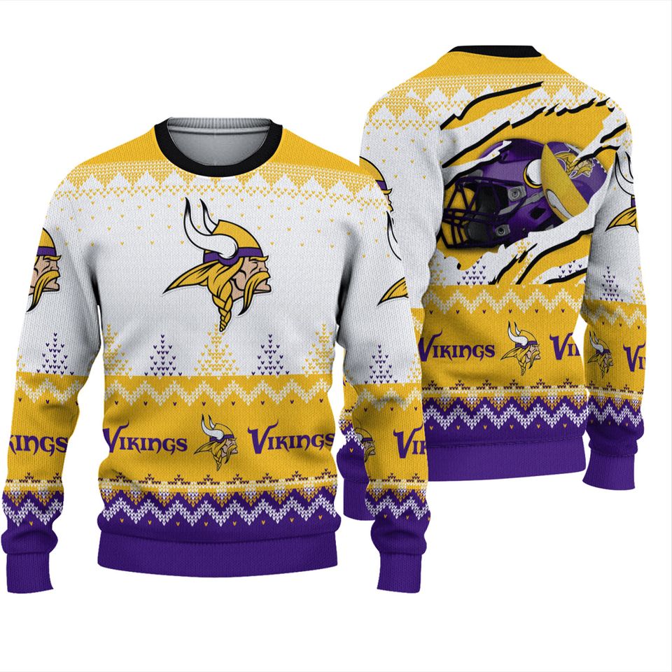 Christmas Vikings Fans Love Ugly 3D Sweater
