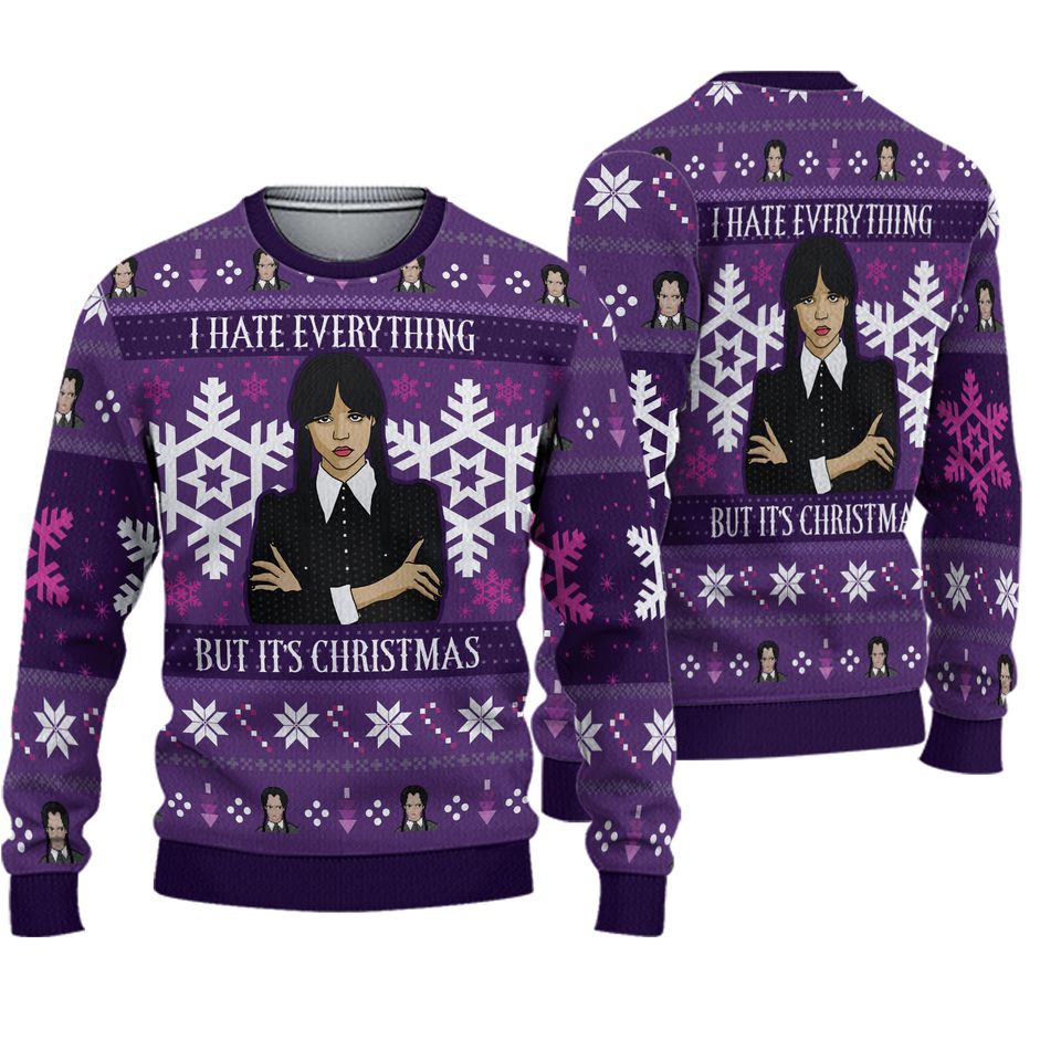 Christmas Wednesday Adams Family Ugly Christmas Sweater
