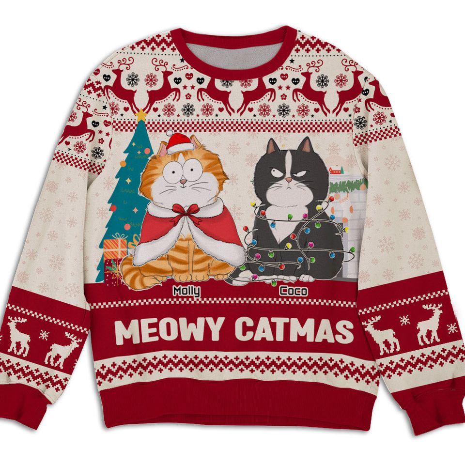 Christmas With Cats - Personalized Custom All-Over-Print Sweatshirt
