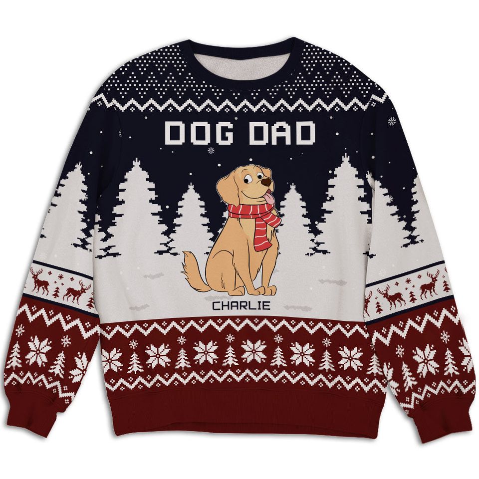 Christmas With Paw Custom Dogs Lover Personalized Christmas Ugly Sweatshirt