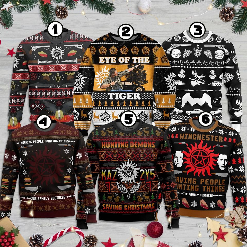 Christmas With the Winchesters Supernatural Ugly Christmas Sweater