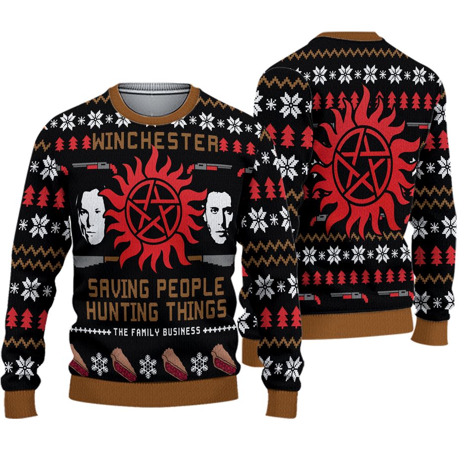 Christmas with the Winchesters Supernatural Ugly Christmas Sweater