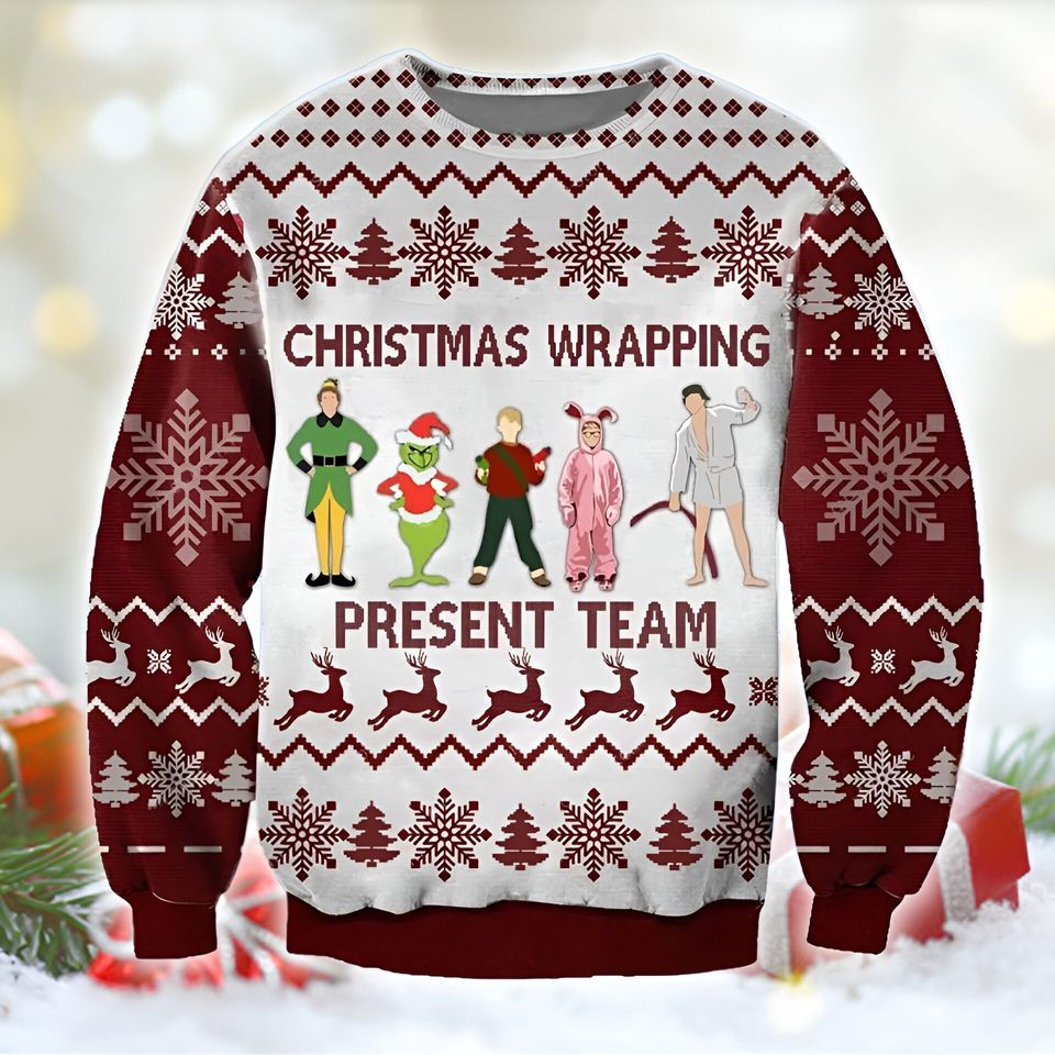 Christmas Wrapping Present Team Muppet Ugly Christmas Sweater