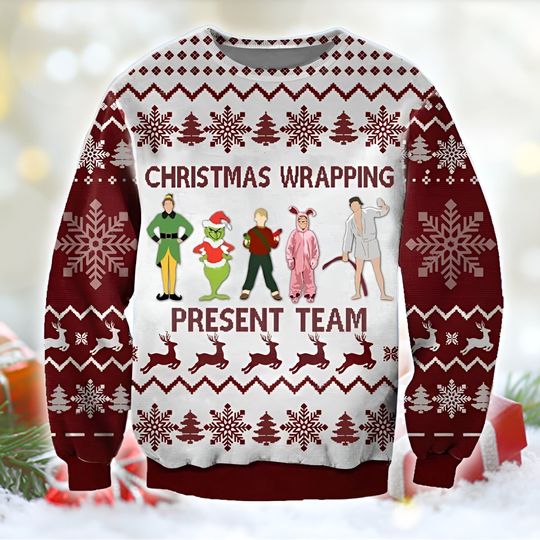 Christmas Wrapping Present Team Muppet Ugly Christmas Sweater - Image 2