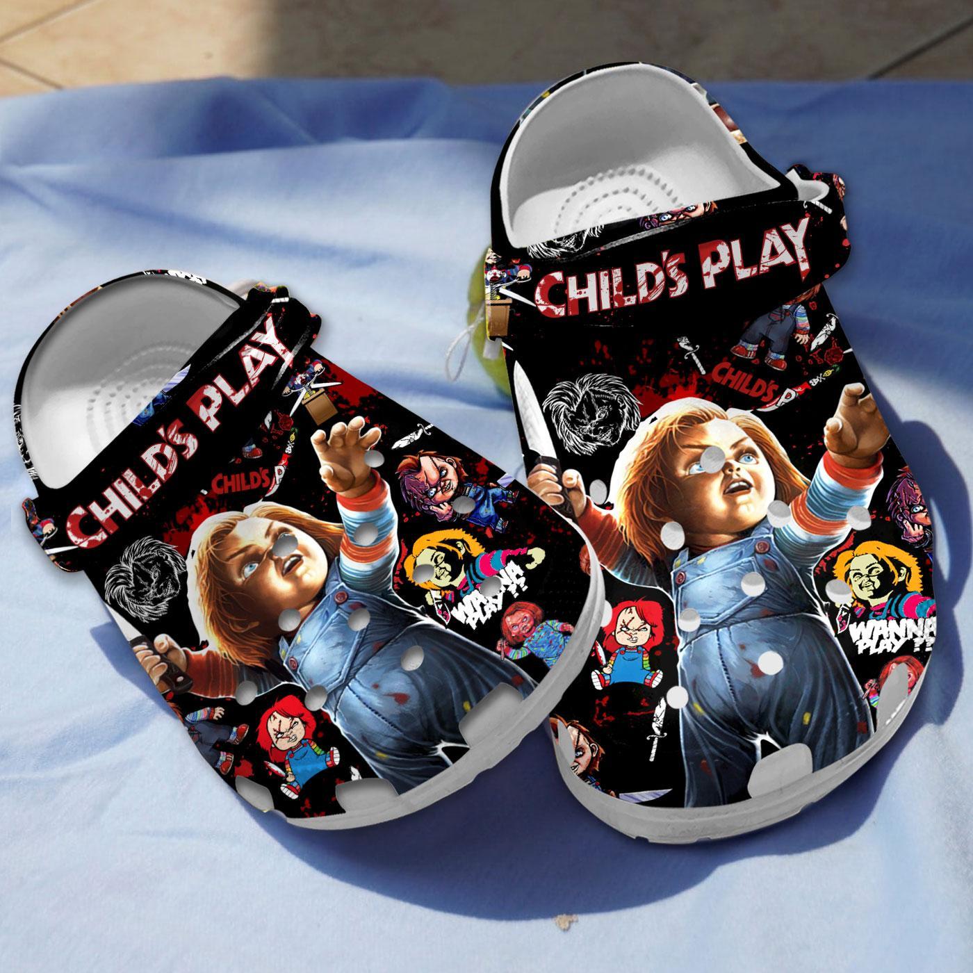 Chucky Horror Movie Crocs Crocband Clogs Shoes Comfortable For Men Women and Kids