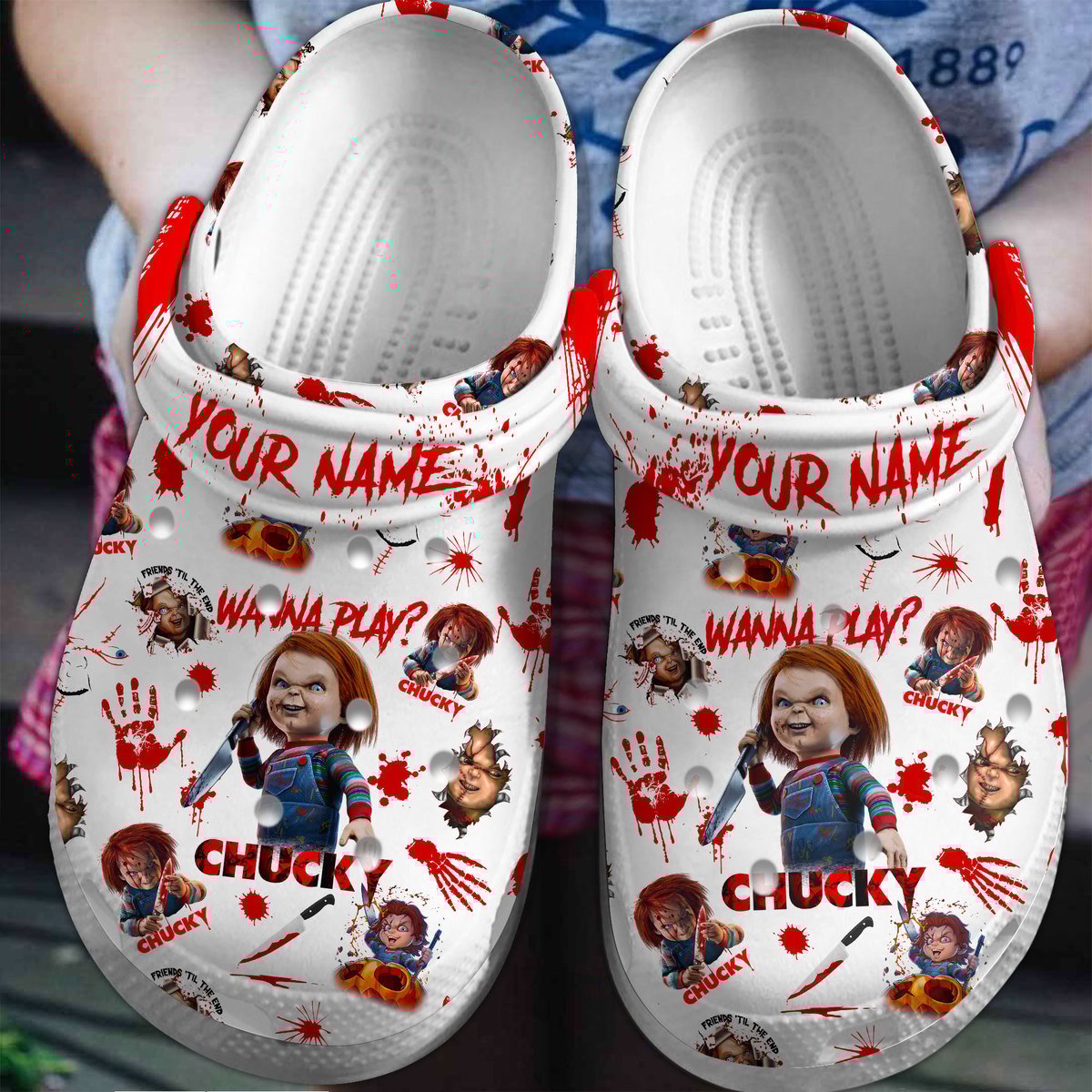 Chucky Horror Movie Crocs Crocband Clogs Shoes Comfortable For Men Women and Kids
