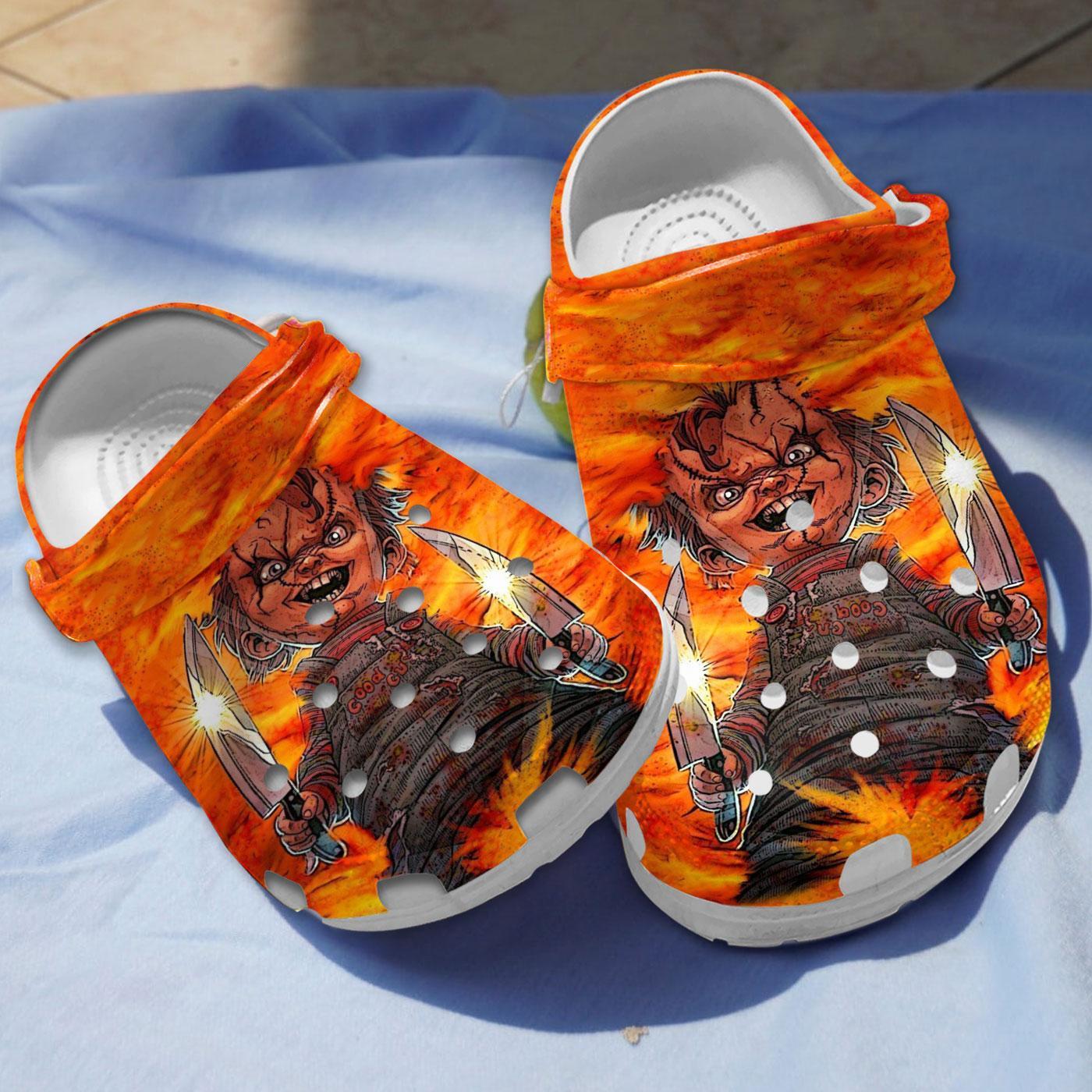 Chucky Horror Movie Crocs Crocband Clogs Shoes Comfortable For Men Women and Kids