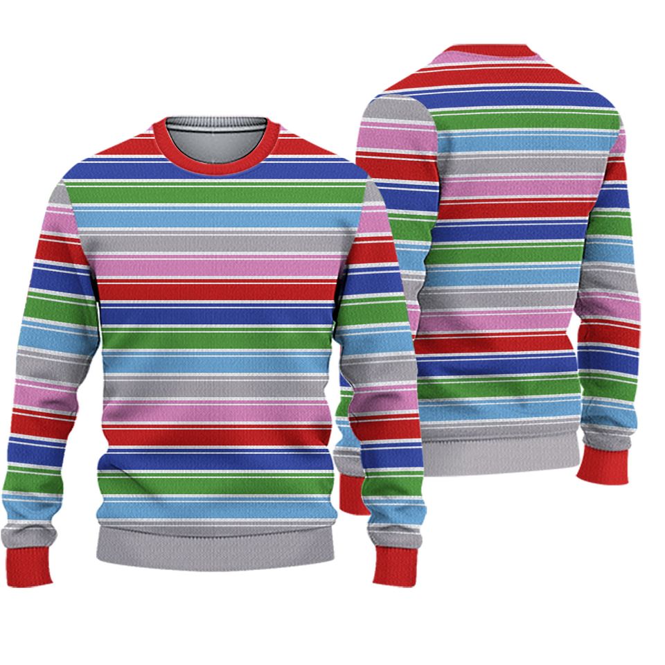 Chucky Rainbow Striped Cosplay Shirt Costume - Nice Guy Look!