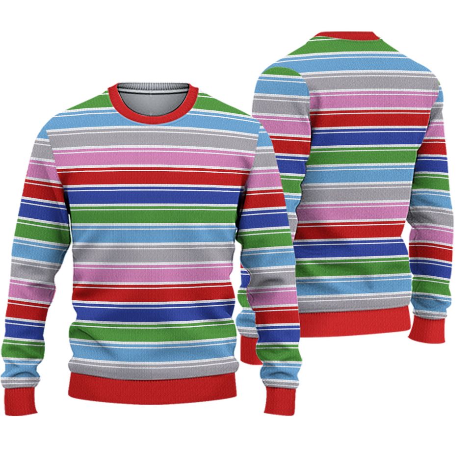 Chucky Rainbow Striped Nice Guy Cosplay 3D Sweaters Costume