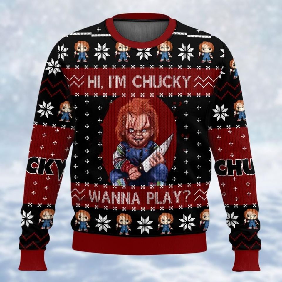 Chucky Ugly Christmas Sweater, Horror Movie Shirt, Chucky Doll Holiday Sweater, Vintage - Image 3