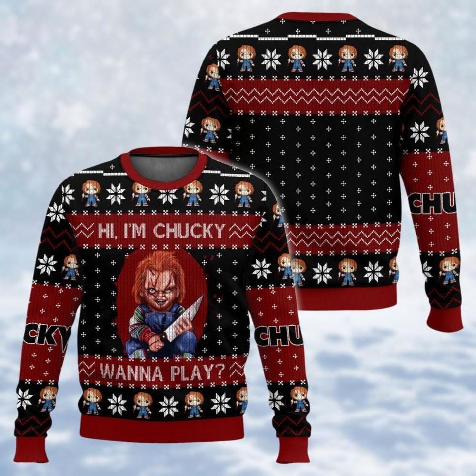 Chucky Ugly Christmas Sweater, Horror Movie Shirt, Chucky Doll Holiday Sweater, Vintage - Image 2