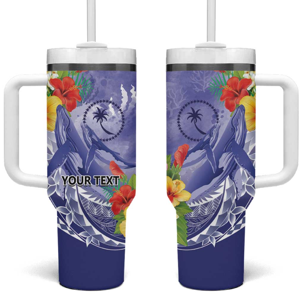 Chuuk States Humpback Whale Polynesian Tropical Flowers Custom Stanley Cup 40 oz 30 oz Tumbler With HandleTVC2301380