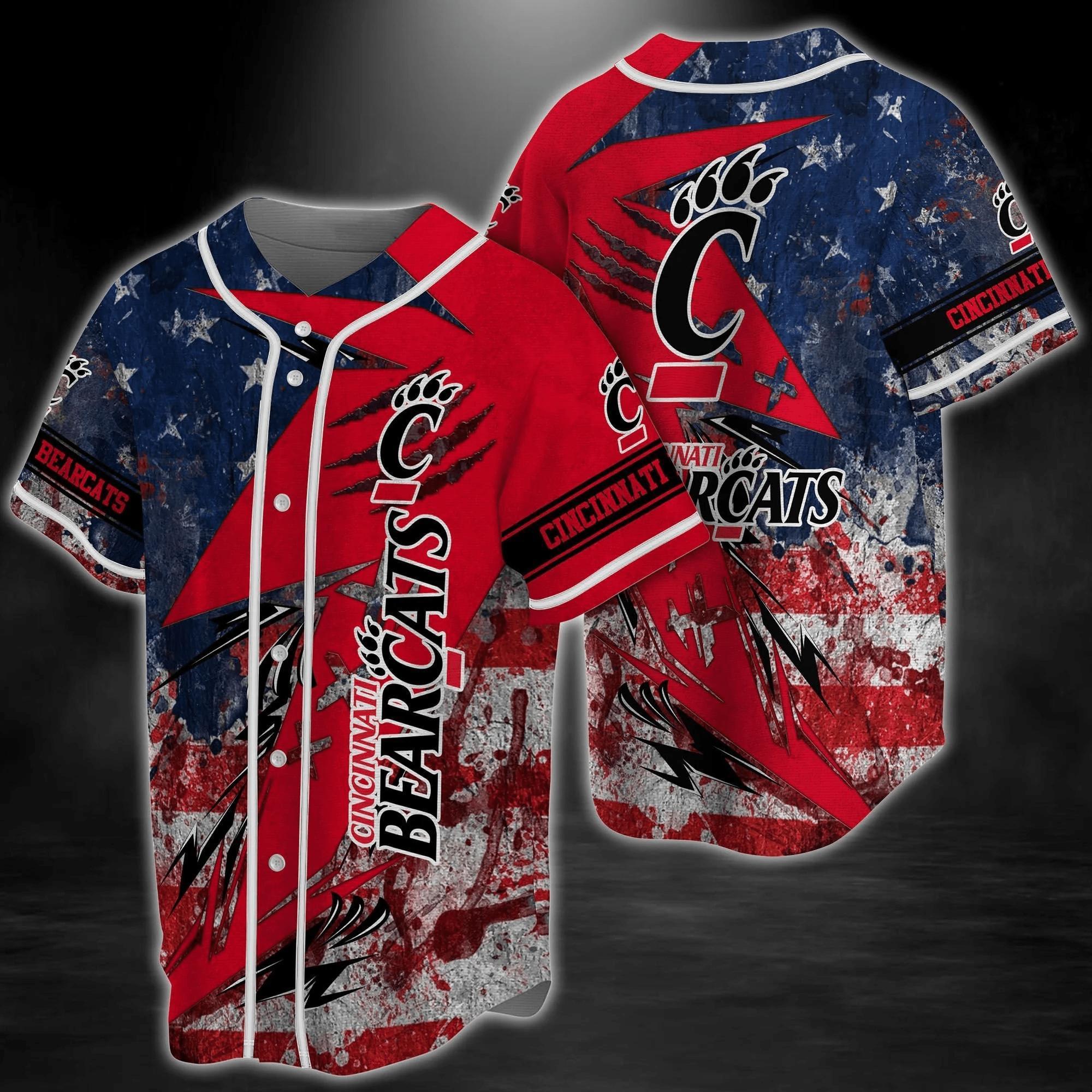 Cincinnati Bearcats Ncaa Baseball Jersey Shirt Us Flag
