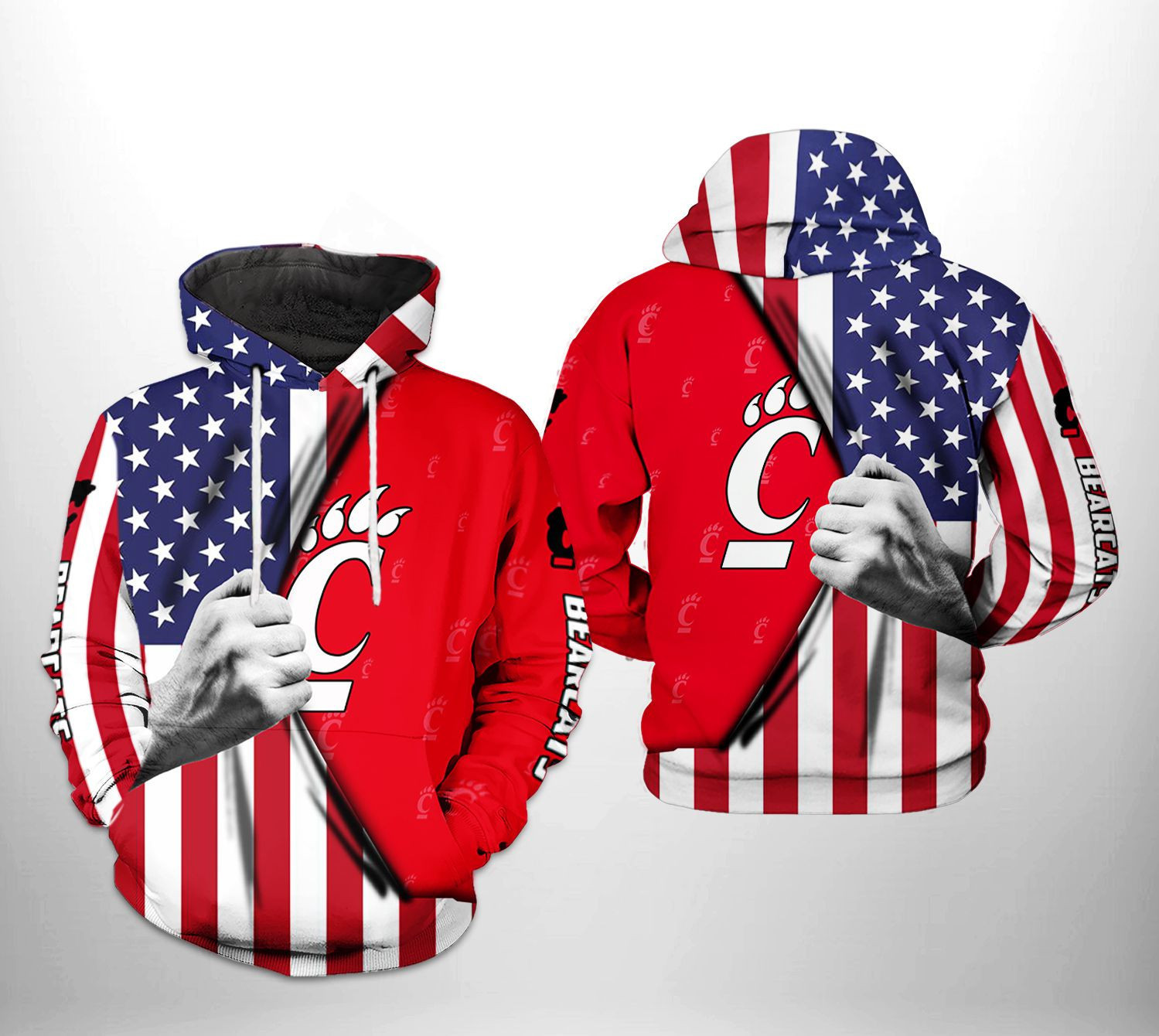 Cincinnati Bearcats NCAA US FLag 3D All Over Print Hoodie, Zip Hoodie