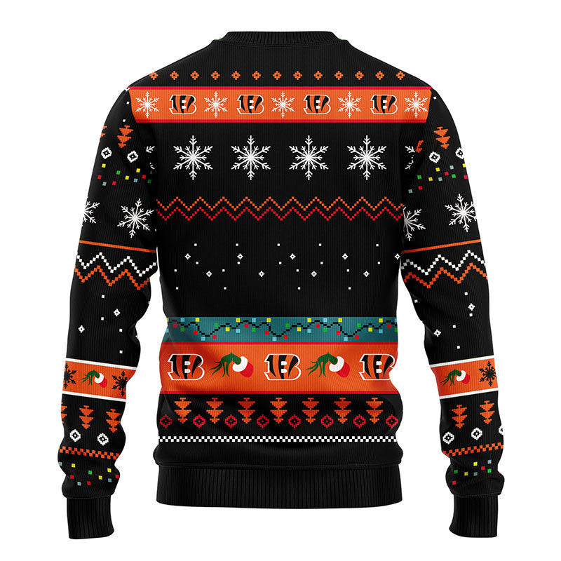 Cincinnati Bengals 12 Grinch Xmas Day Ugly Christmas Sweater Adult 3D Funny Matching for family - Image 2