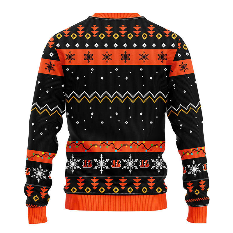 Cincinnati Bengals Dabbing Santa Claus Ugly Christmas Sweater Adult 3D Funny Matching for family - Image 2