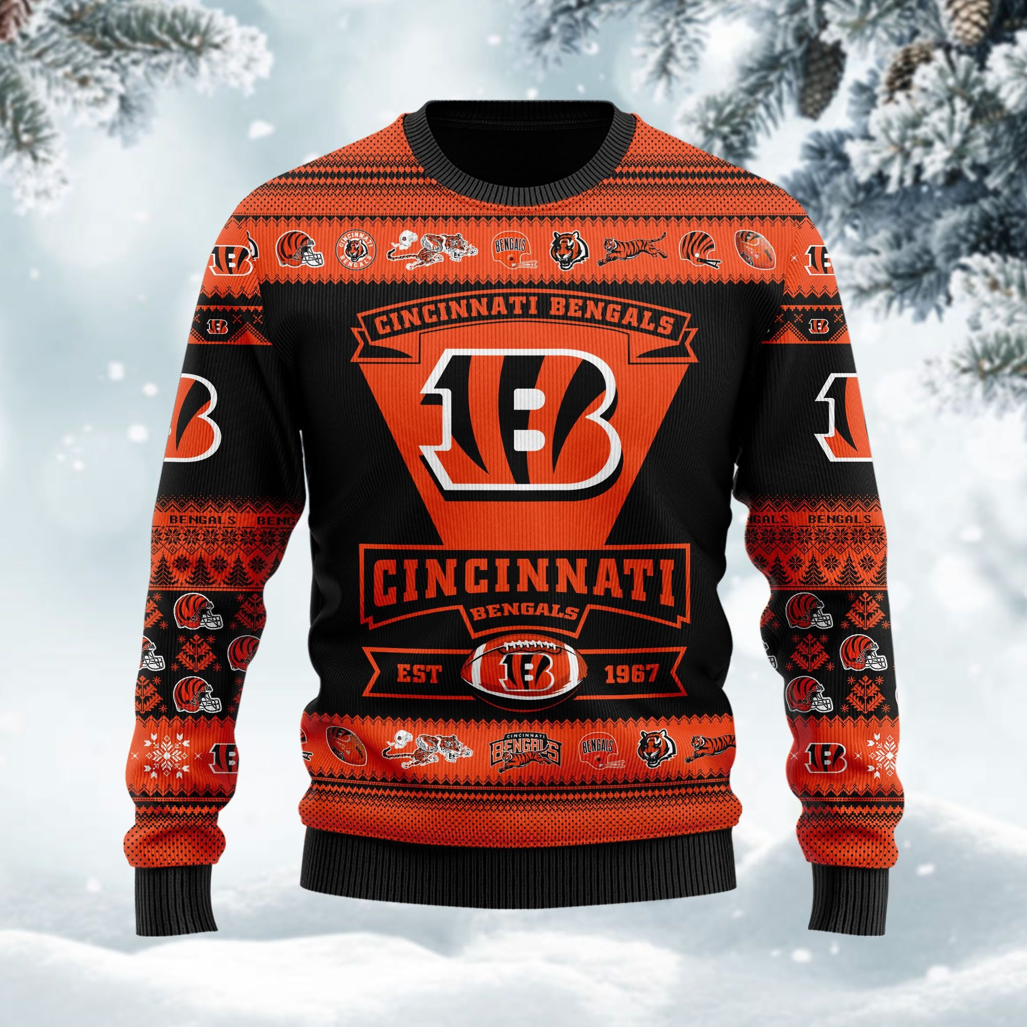 Cincinnati Bengals Football Team Logo Custom Name Personalized Ugly Christmas Sweater Adult 3D Funny Matching for family - Image 3
