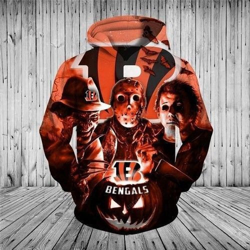 Cincinnati Bengals Halloween Horror Night 3D All Over Print Hoodie, Zip Hoodie